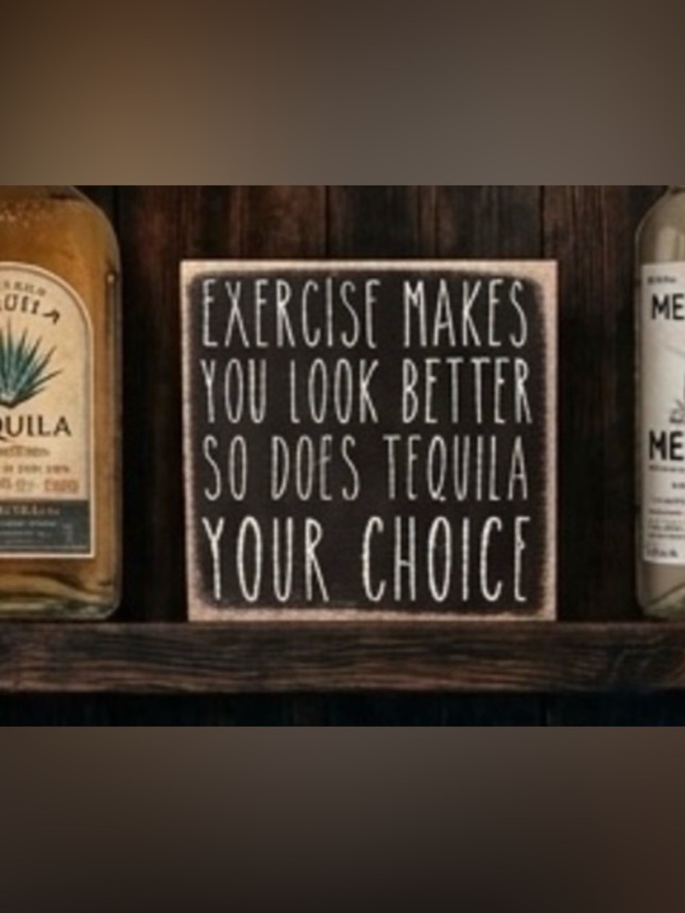 Funny Tequila Wood Block Sign 4”x 4” Bar Decor New